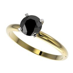 1 CTW Fancy Black VS Diamond Solitaire Engagement Ring 10K Yellow Gold - REF-32H8A - 32889