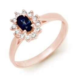 0.51 CTW Blue Sapphire & Diamond Ring 18K Rose Gold - REF-32W2F - 12625