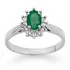 Image 1 : 0.70 CTW Emerald & Diamond Ring 14K White Gold - REF-27M3H - 13721