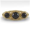 Image 1 : 1.00 CTW Past Present Future Black Diamond Ring 18K Yellow Gold - REF-81K3W - 36061