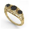 Image 2 : 1.00 CTW Past Present Future Black Diamond Ring 18K Yellow Gold - REF-81K3W - 36061