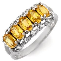 1.80 CTW Yellow Sapphire & Diamond Ring 10K White Gold - REF-28A4X - 10491