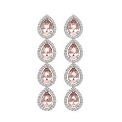 7.8 CTW Morganite & Diamond Halo Earrings 10K White Gold - REF-189M6H - 41150