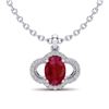 Image 1 : 2 CTW Ruby & Micro Pave VS/SI Diamond Necklace 10K White Gold - REF-30H2A - 20639