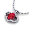 Image 2 : 2 CTW Ruby & Micro Pave VS/SI Diamond Necklace 10K White Gold - REF-30H2A - 20639