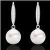 Image 1 : 0.18 CTW Micro VS/SI Diamond & Pearl Designer Earrings 18K White Gold - REF-34A5X - 22636