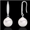 Image 2 : 0.18 CTW Micro VS/SI Diamond & Pearl Designer Earrings 18K White Gold - REF-34A5X - 22636