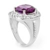 Image 2 : 4.78 CTW Amethyst & Diamond Ring 14K White Gold - REF-70A2X - 10353
