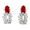 Image 1 : 0.90 CTW Red Sapphire & Diamond Earrings 10K White Gold - REF-30W2F - 10013