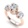 Image 1 : 3 CTW VS/SI Diamond Solitaire Art Deco 3 Stone Ring Band 18K Rose Gold - REF-649W3F - 36867