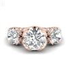 Image 2 : 3 CTW VS/SI Diamond Solitaire Art Deco 3 Stone Ring Band 18K Rose Gold - REF-649W3F - 36867