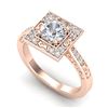 1.1 CTW VS/SI Diamond Art Deco Ring 18K Rose Gold - REF-180N2Y - 37266