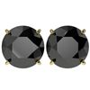 Image 1 : 5 CTW Fancy Black VS Diamond Solitaire Stud Earrings 10K Yellow Gold - REF-97W2F - 33147