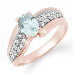 1.20 CTW Aquamarine & Diamond Ring 14K Rose Gold - REF-59M5H - 14521