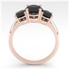 Image 4 : 2 CTW Black Diamond Past Present Future Designer Ring 14K Rose Gold - REF-71M8H - 38493
