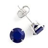Image 2 : 4 CTW Sapphire Designer Inspired Solitaire Stud Earrings 18K White Gold - REF-32H9A - 21840