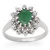 Image 1 : 1.46 CTW Emerald & Diamond Ring 18K White Gold - REF-43X3T - 12440