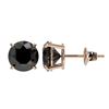 Image 2 : 2.13 CTW Fancy Black VS Diamond Solitaire Stud Earrings 10K Rose Gold - REF-42M9H - 36650