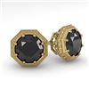 Image 1 : 1.0 CTW Black Diamond Stud Solitaire Earrings 18K Yellow Gold - REF-52A5X - 35956