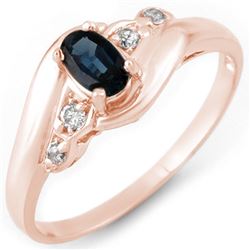 0.42 CTW Blue Sapphire & Diamond Ring 14K Rose Gold - REF-24A2X - 11144