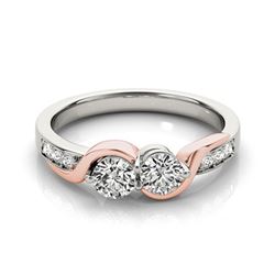 1.25 CTW Certified VS/SI Diamond 2 Stone Ring 18K White & Rose Gold - REF-216X9T - 28213