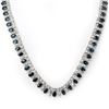 26 CTW Blue Sapphire & Diamond Necklace 18K White Gold - REF-857T8M - 11557