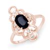 1.10 CTW Blue Sapphire & Diamond Ring 10K Rose Gold - REF-18X2T - 12286