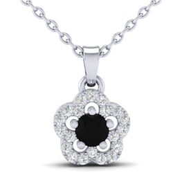 0.33 CTW Micro Pave VS/SI Diamond Necklace Moon Halo In 10K White Gold - REF-19X5T - 21342