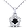 0.33 CTW Micro Pave VS/SI Diamond Necklace Moon Halo In 10K White Gold - REF-19X5T - 21342