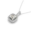 1 CTW Cushion Cut Certified VS/SI Diamond Solitaire Halo Necklace 14K White Gold - REF-180X2T - 3001