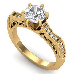 1.25 CTW VS/SI Diamond Art Deco Ring 18K Yellow Gold - REF-400W2F - 37075
