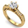 1.25 CTW VS/SI Diamond Art Deco Ring 18K Yellow Gold - REF-400W2F - 37075