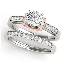 0.76 CTW Certified VS/SI Diamond Solitaire 2Pc Set 14K White & Rose Gold - REF-134X5T - 31586