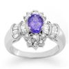 Image 1 : 1.76 CTW Tanzanite & Diamond Ring 18K White Gold - REF-90W5F - 10567