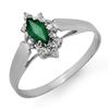 0.25 CTW Emerald Ring 18K White Gold - REF-18A8X - 12907