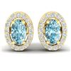0.80 CTW Sky Blue Topaz & Micro Pave VS/SI Diamond Earrings Halo 18K Yellow Gold - REF-29X3T - 21181