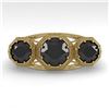 2 CTW Past Present Future Black Diamond Ring 18K Yellow Gold - REF-90F4N - 36076