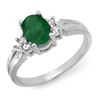 0.87 CTW Emerald & Diamond Ring 10K White Gold - REF-19K3W - 12524