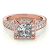 2.1 CTW Certified VS/SI Princess Diamond Solitaire Halo Ring 18K Rose Gold - REF-309K6W - 27172