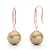 Image 2 : 0.18 CTW Micro Pave VS/SI Diamond & Golden Pearl Designer Earrings 14K Rose Gold - REF-30H9A - 22633