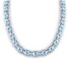 49.85 CTW Aquamarine & VS/SI Certified Diamond Eternity Necklace 10K White Gold - REF-494A2X - 29500