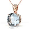 6 Cushion Cut Sky Blue Topaz Solitaire Necklace 14K Rose Gold - REF-34T2M - 22005