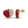 Image 2 : 2.50 CTW Ruby & Micro Pave VS/SI Diamond Earrings 10K Yellow Gold - REF-33Y8K - 20078