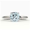 1.50 CTW Cushion Cut Sky Blue Topaz Solitaire Ring 18K White Gold - REF-33A3X - 22166