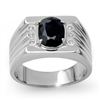 3.76 CTW Blue Sapphire & Diamond Men's Ring 10K White Gold - REF-73M8H - 13515