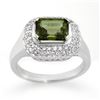 2.40 CTW Green Tourmaline & Diamond Ring 14K White Gold - REF-75F5N - 10625