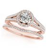 0.96 CTW Certified VS/SI Diamond 2Pc Wedding Set Solitaire Halo 14K Rose Gold - REF-134W9F - 31041