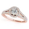 Image 2 : 0.96 CTW Certified VS/SI Diamond 2Pc Wedding Set Solitaire Halo 14K Rose Gold - REF-134W9F - 31041