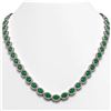 34.11 CTW Emerald & Diamond Halo Necklace 10K White Gold - REF-562Y9K - 40400