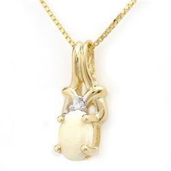 0.50 CTW Opal & Diamond Pendant 10K Yellow Gold - REF-10K5W - 12699